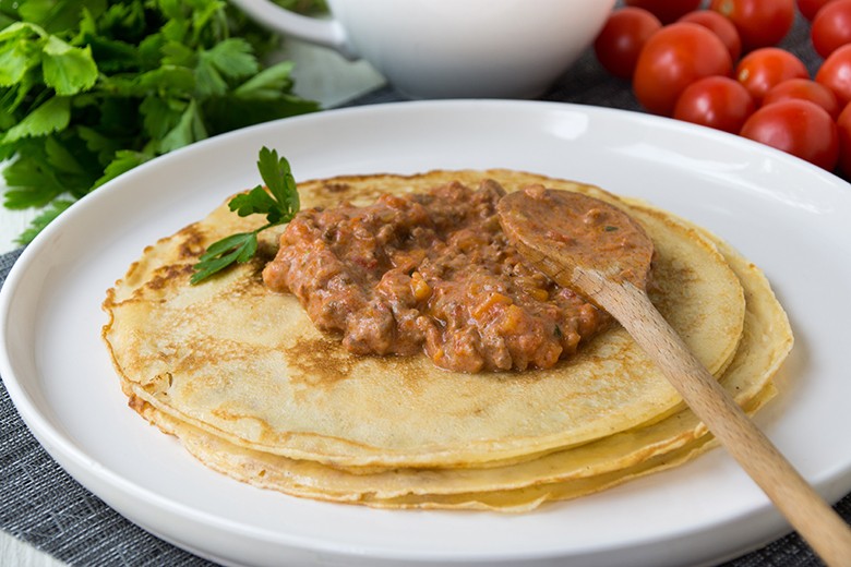 Hackfleischsoße für Pfannkuchen
