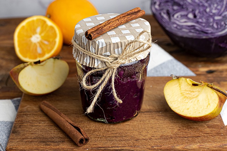 Rotkohl-Marmelade mit Apfel