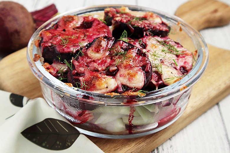 Rote Bete-Fenchel-Gratin