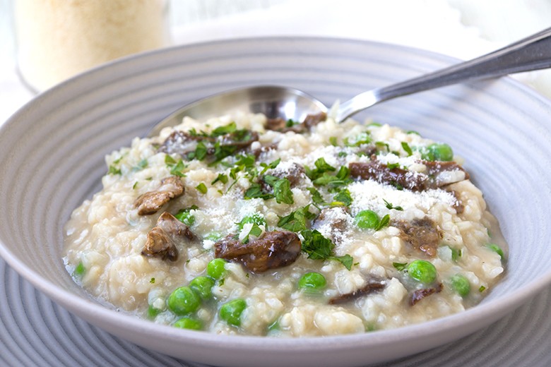 Erbsen-Pilz-Risotto