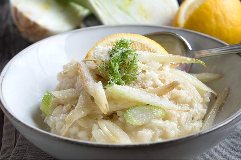 Veganer Zitronen-Fenchel-Risotto