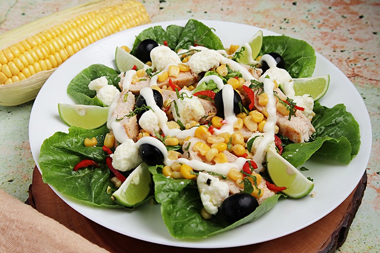 Salat mit gebratenem Mais