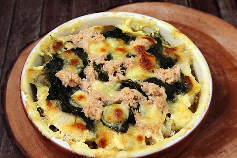 Fischgratin mit Spinat