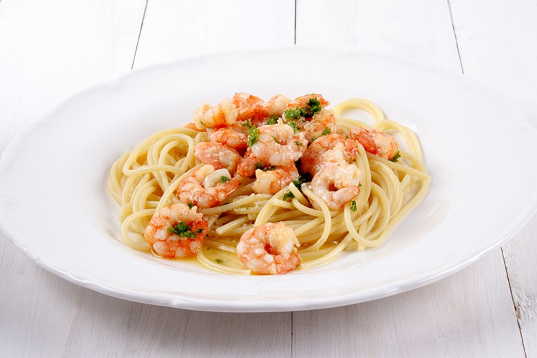 Spaghetti mit Garnelen