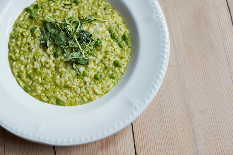 Erbsen-Minz-Risotto