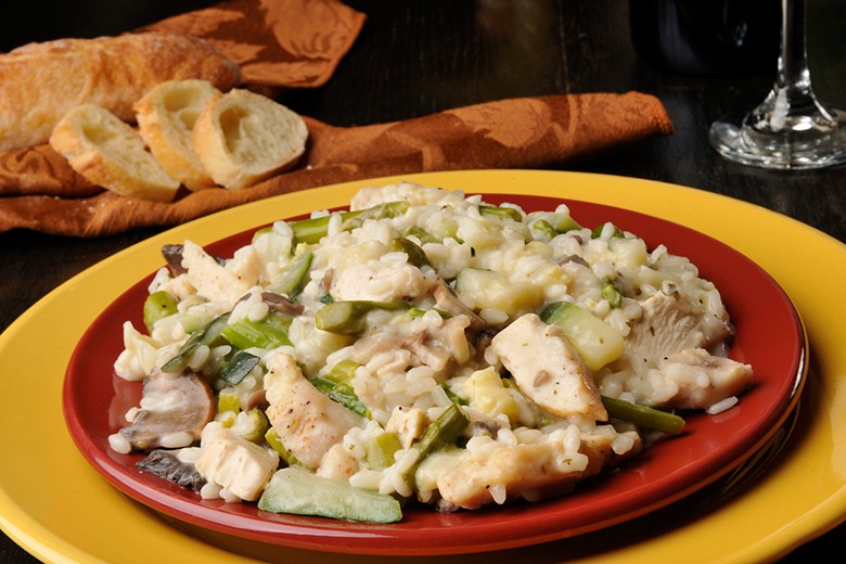 Gebratenes Hühnerrisotto
