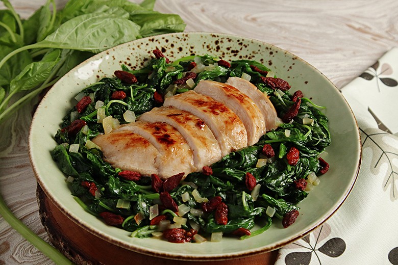 Spinat mit Hähnchen