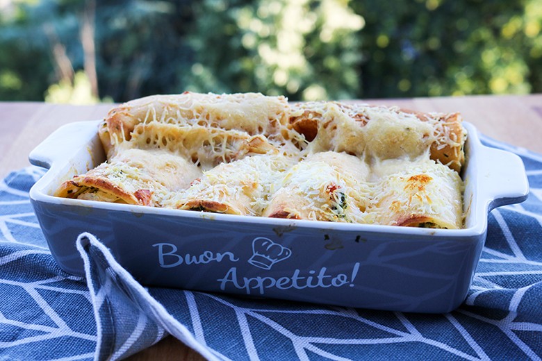 Crespelle mit Spinatfüllung