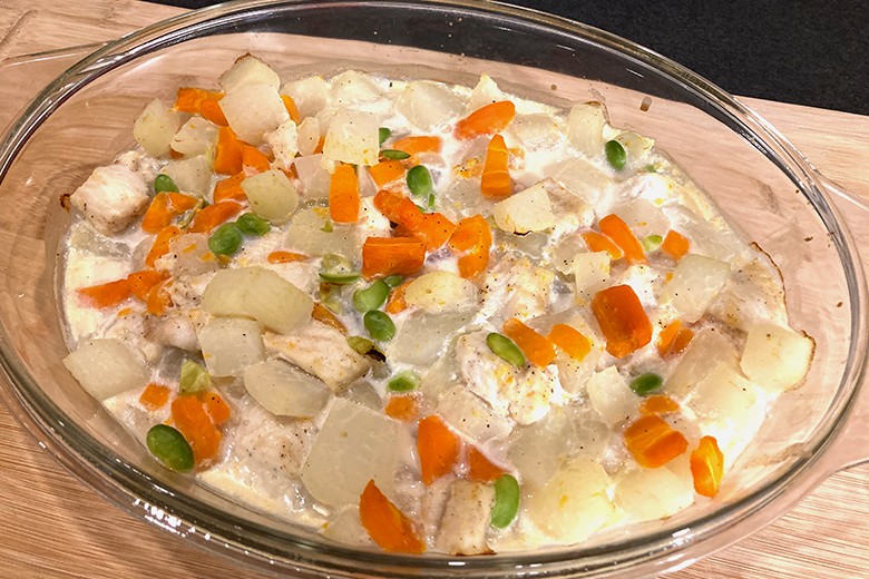 Auflauf mit Fisch und Kohlrabi