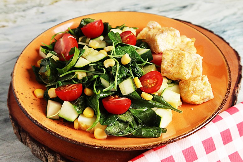 Zucchini-Spinat-Pfanne mit Feta
