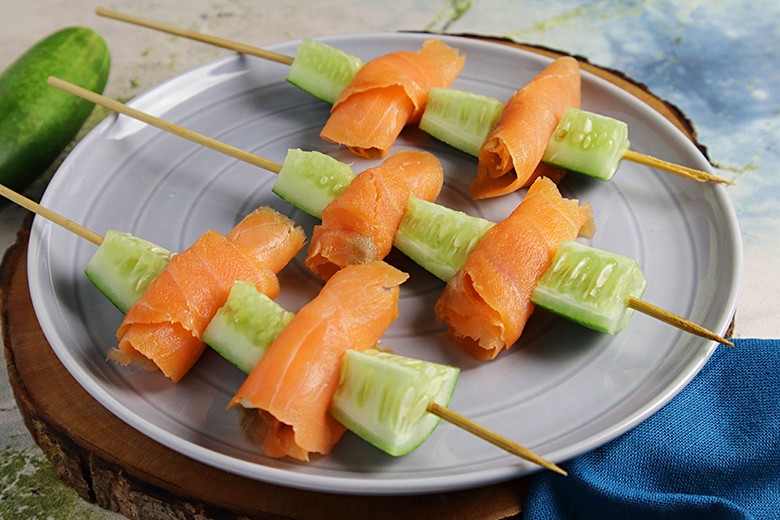 Gurken-Lachs-Spieße