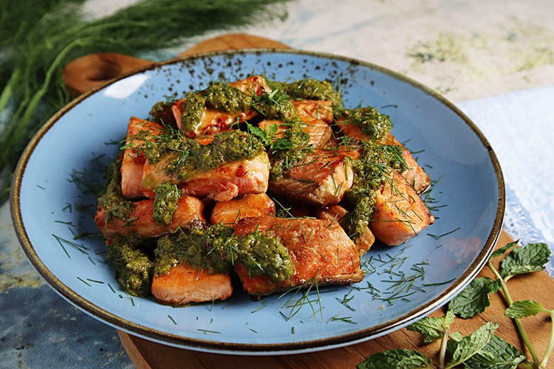 Lachs mit Minzpesto
