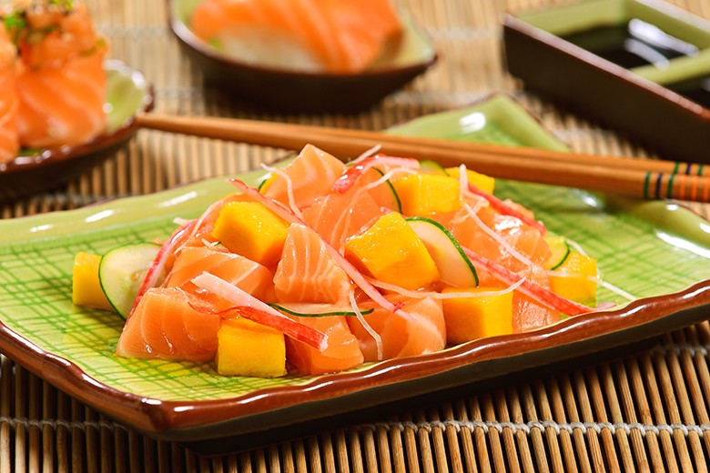 Lachs und Mango Ceviche