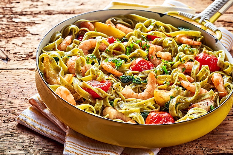 Garnelen mit Zitronen-Pasta