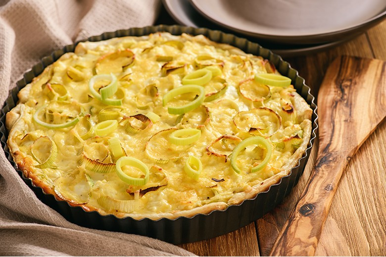 Lauchkuchen mit Hefeteig