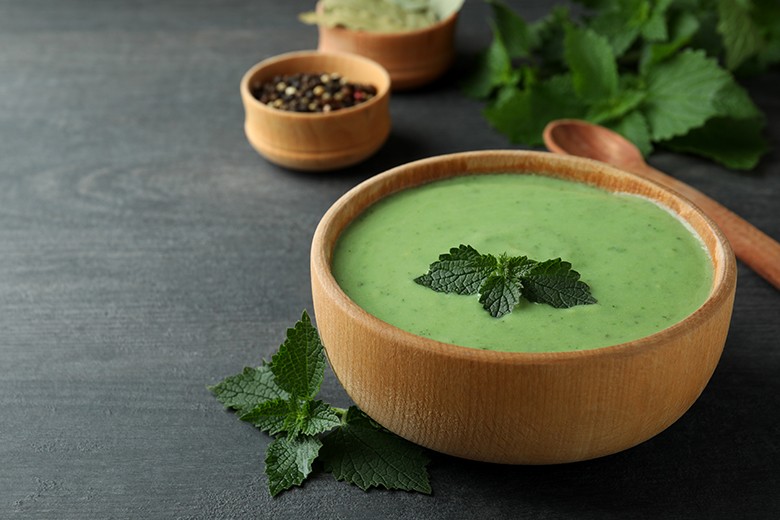 Brennnesselcremesuppe mit Kokosmilch