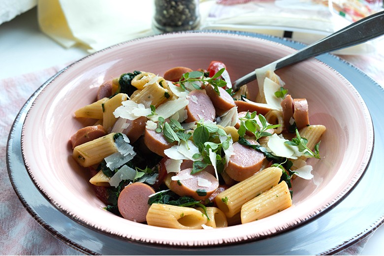 Pasta-Würstchen-Pfanne