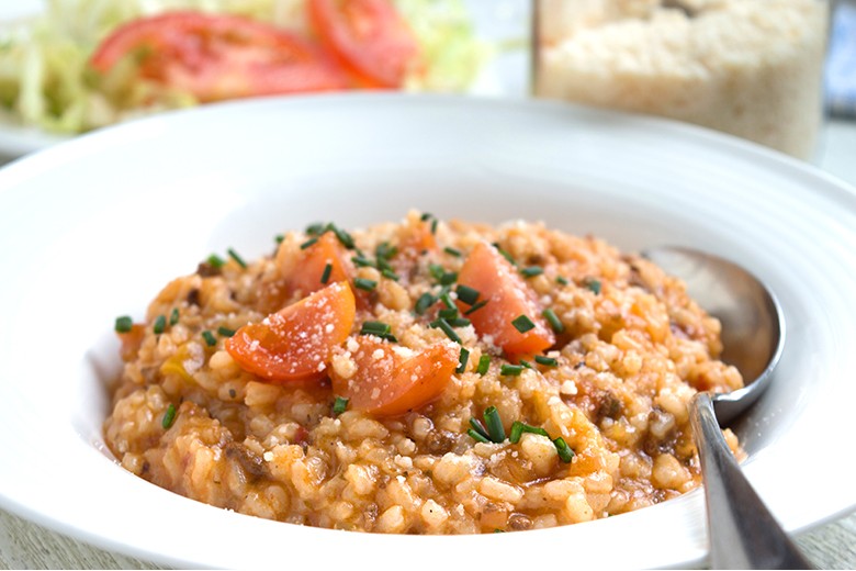 Tomatenrisotto mit Hackfleisch
