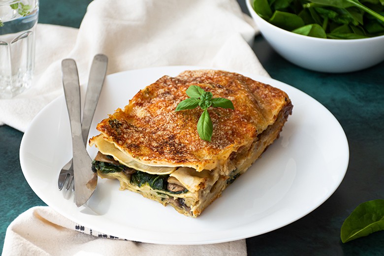 Spinat Lasagne mit Basilikum