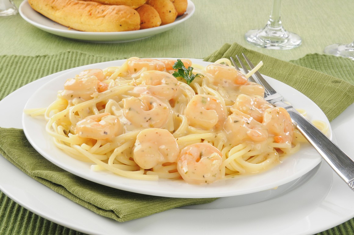 Spaghetti mit Garnelen