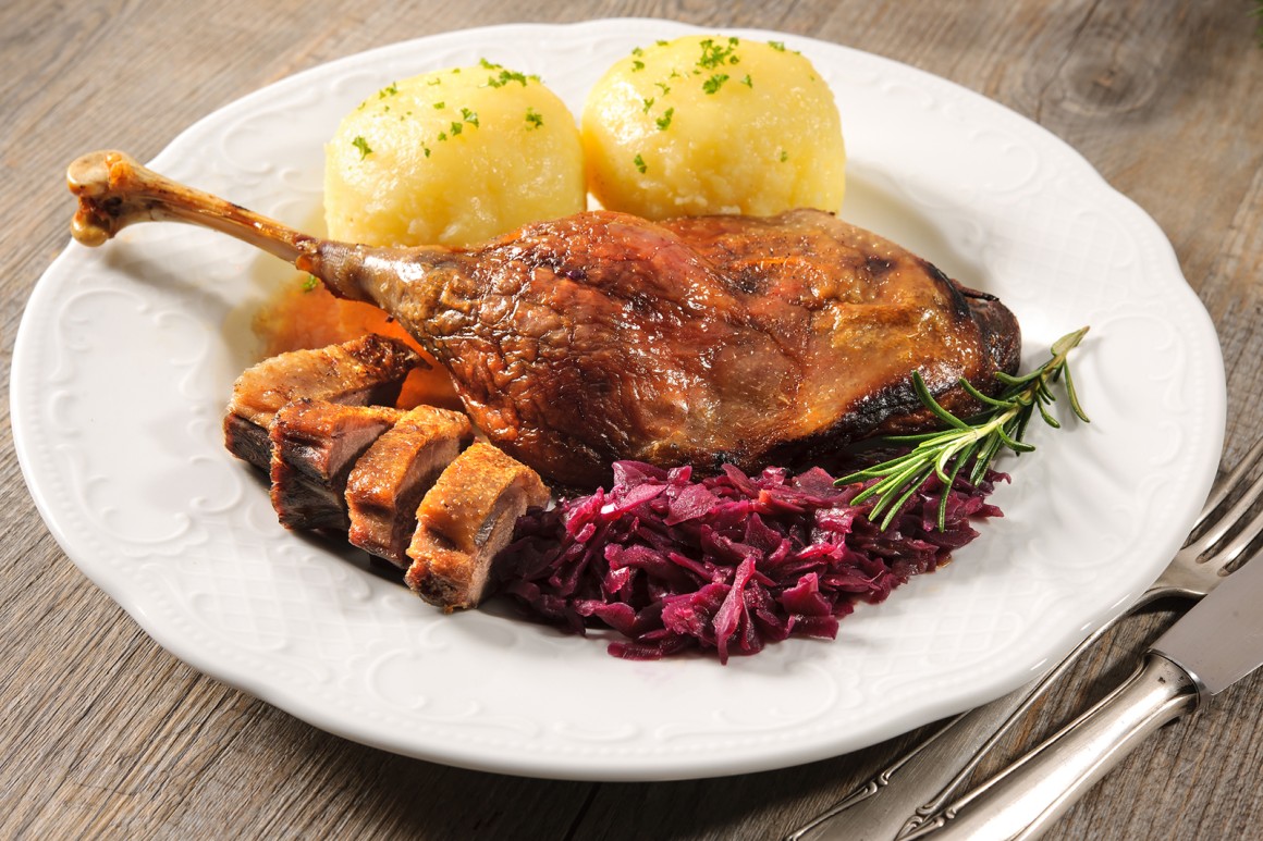 Knusprige Gänsekeule