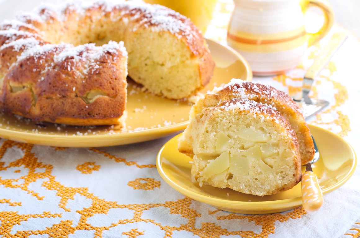 Birnenkuchen mit weißer Schokolade