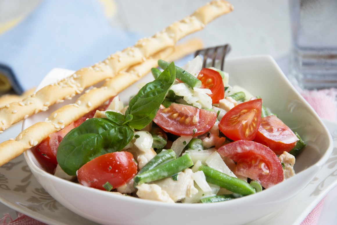 Hähnchensalat mit grünen Bohnen