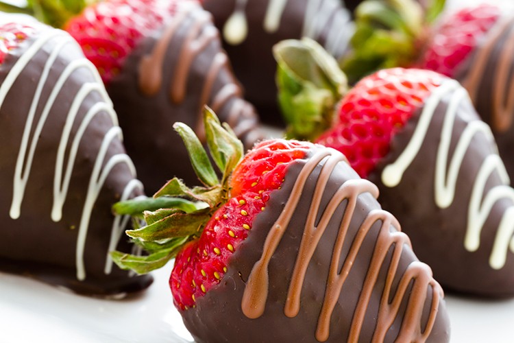 Getauchte Erdbeeren