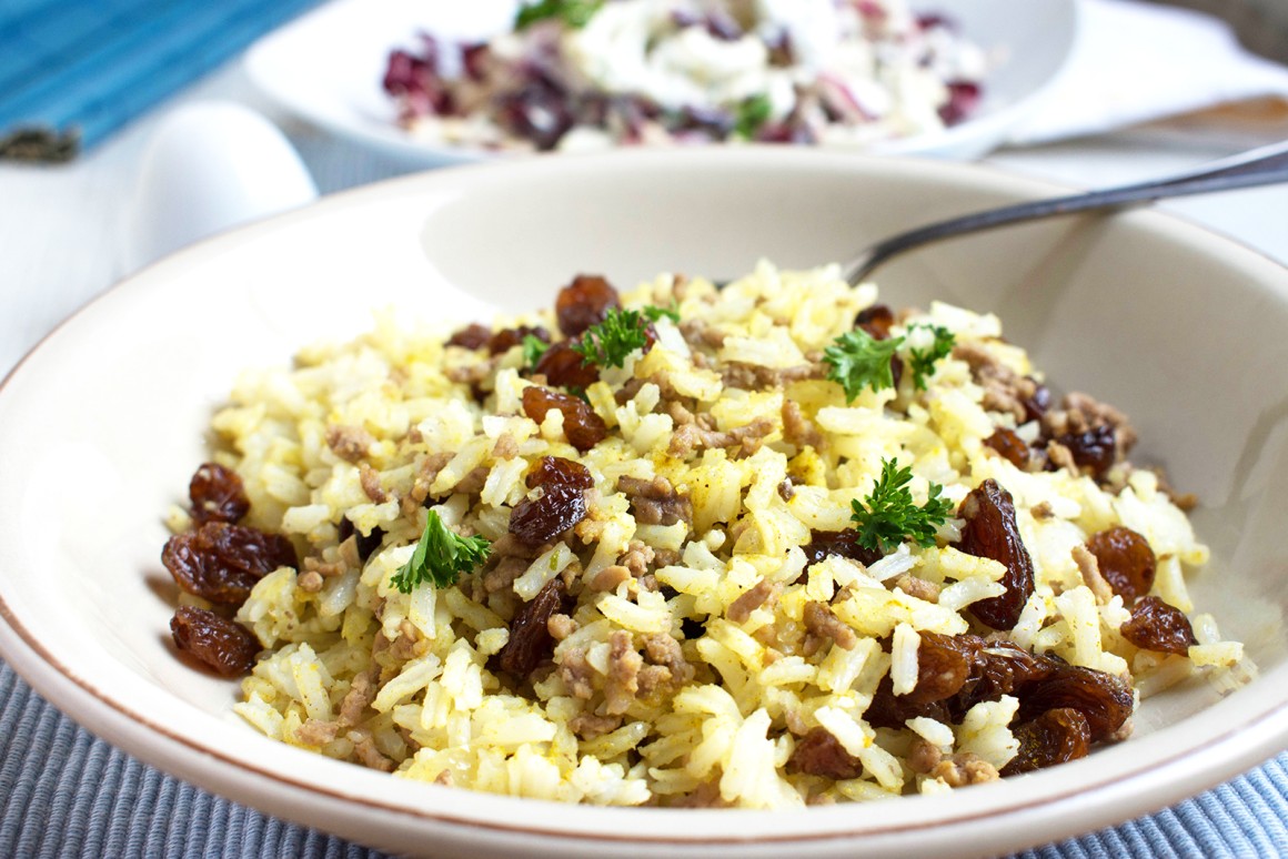 Hackfleisch-Topf mit Rosinen