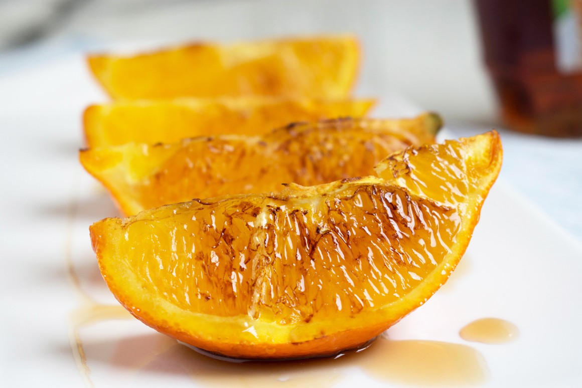 Orange gegrillt mit Ahornsirup