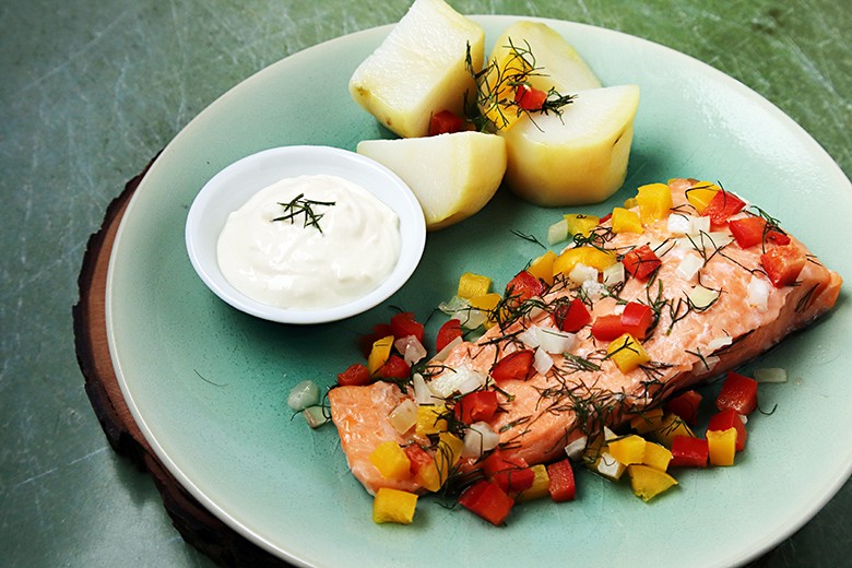 Gedämpfter Lachs