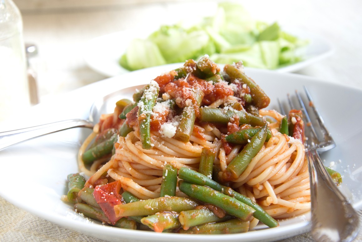 Spaghetti mit frischen Bohnen