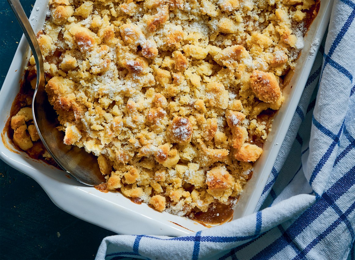 Apfelcrumble mit Rosinen - Rezept