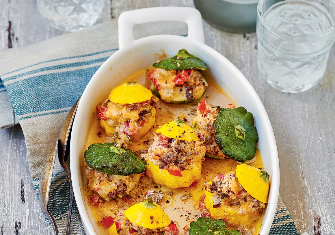 Patisson-Kürbis mit Quinoa-Hackfleischfüllung