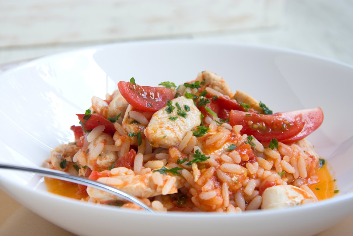 Hähnchen-Tomaten-Reis - Rezept