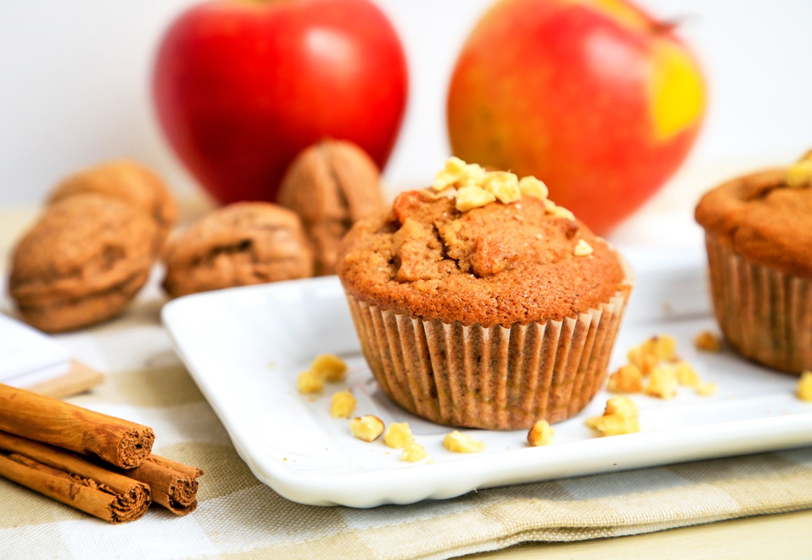 Vegane Apfelmuffins mit Walnüssen - Rezept