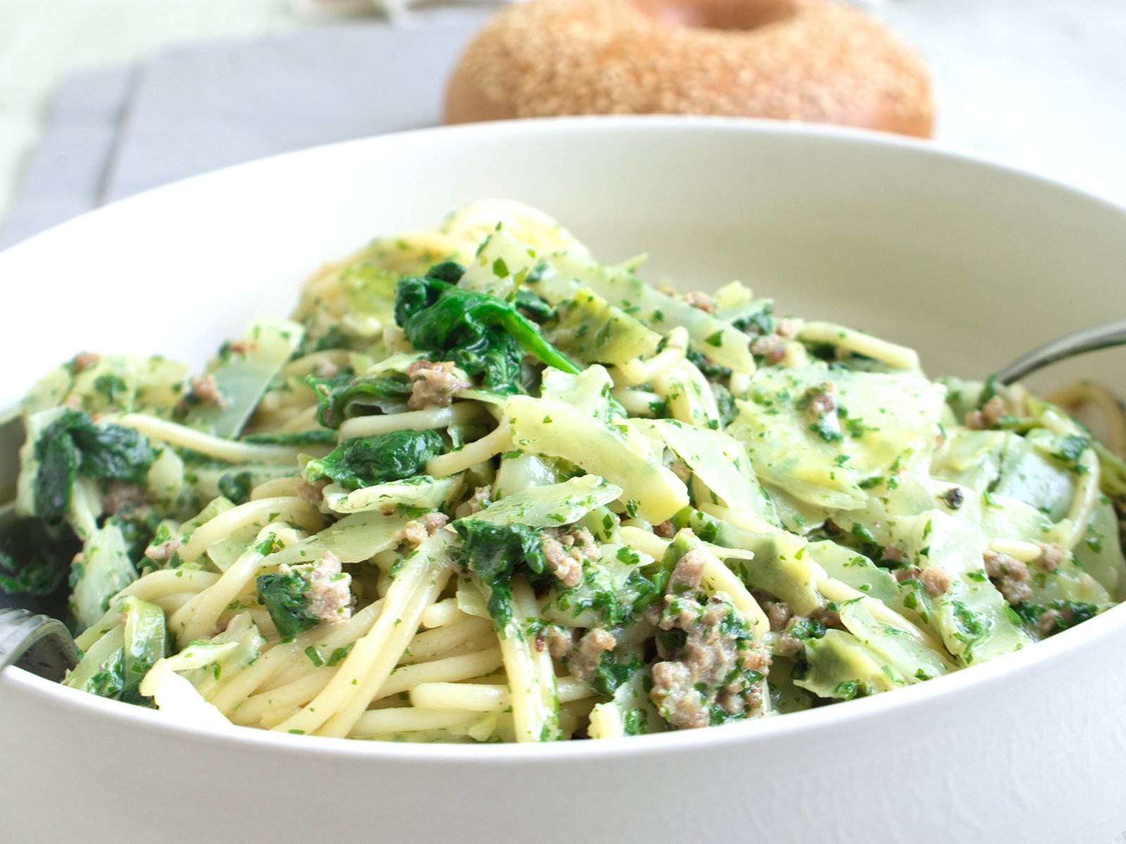 Spaghetti mit grüner Sauce - Rezept