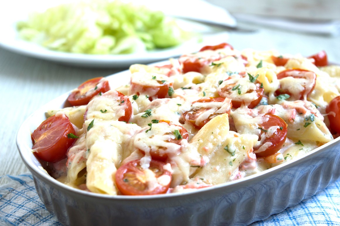 Nudelauflauf mit Lachs