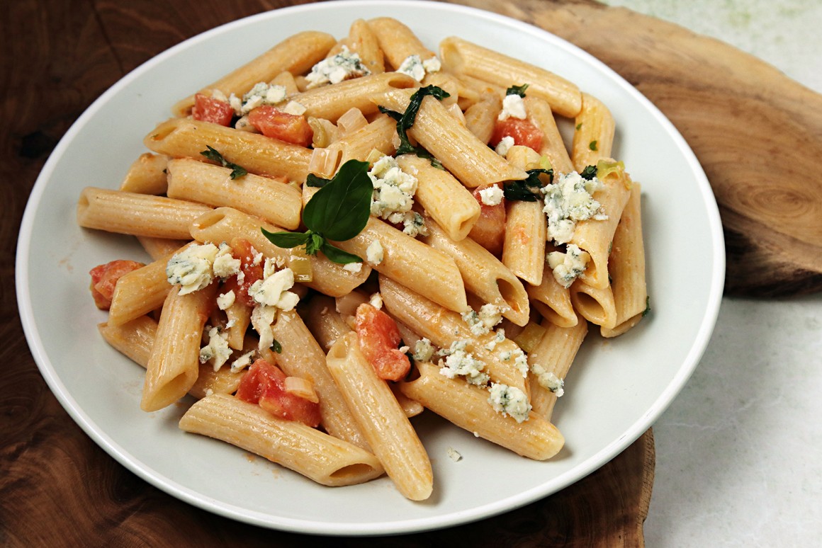 Lauchnudeln mit Gorgonzola