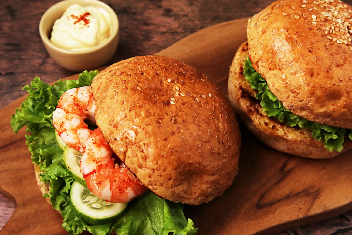Burger mit Garnelen