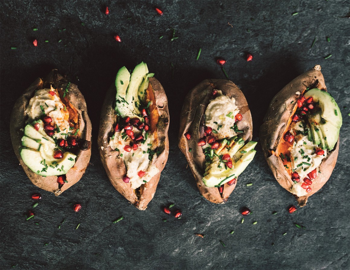 Gebackene Süßkartoffel mit Cashew-Käse