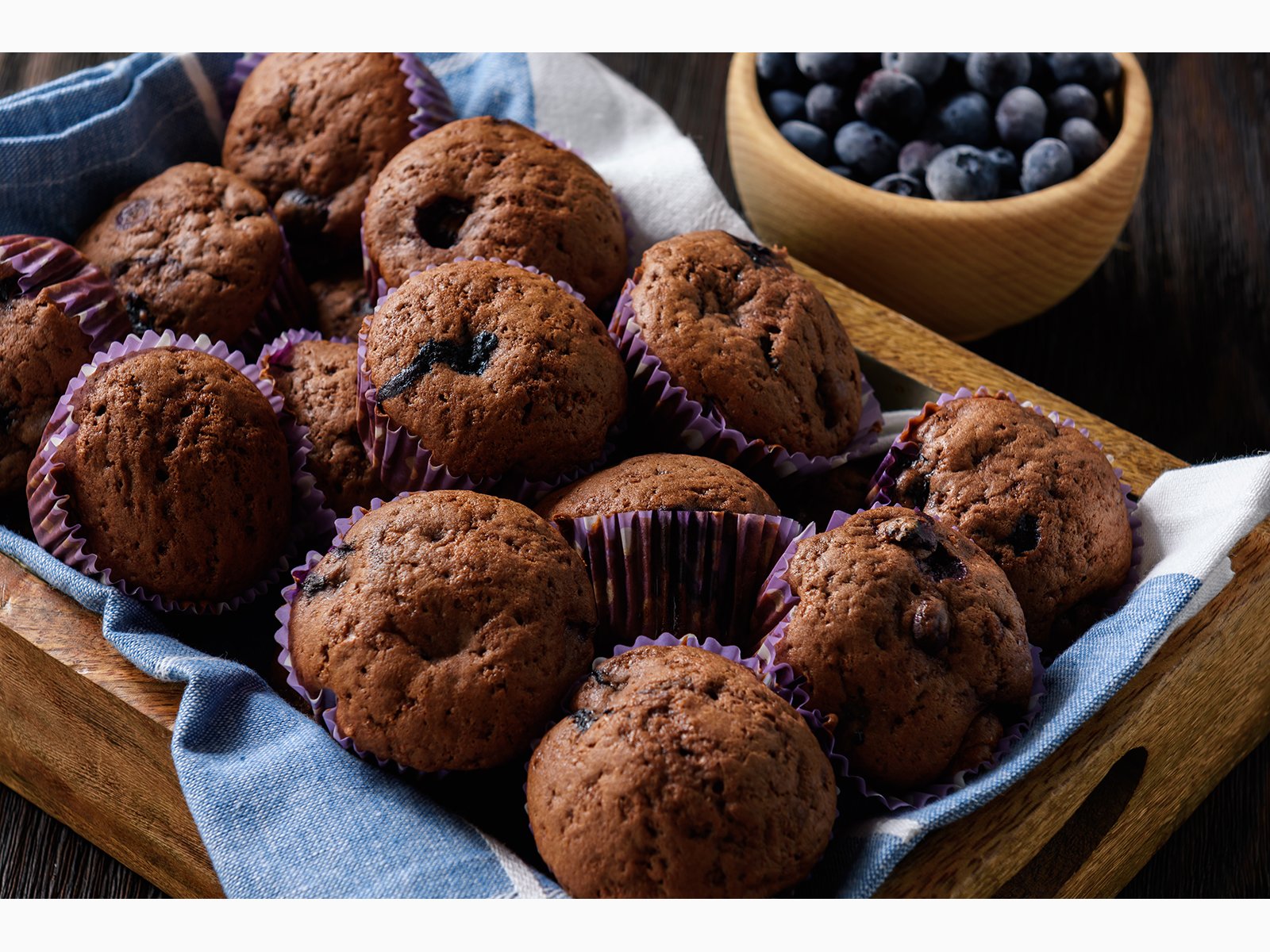 Muffins mit Blaubeeren und Kakao - Rezept