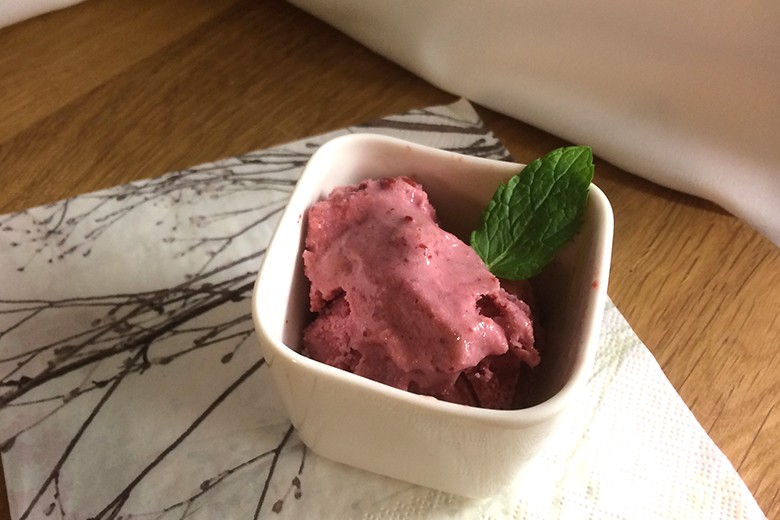 Veganes Himbeer-Sorbet
