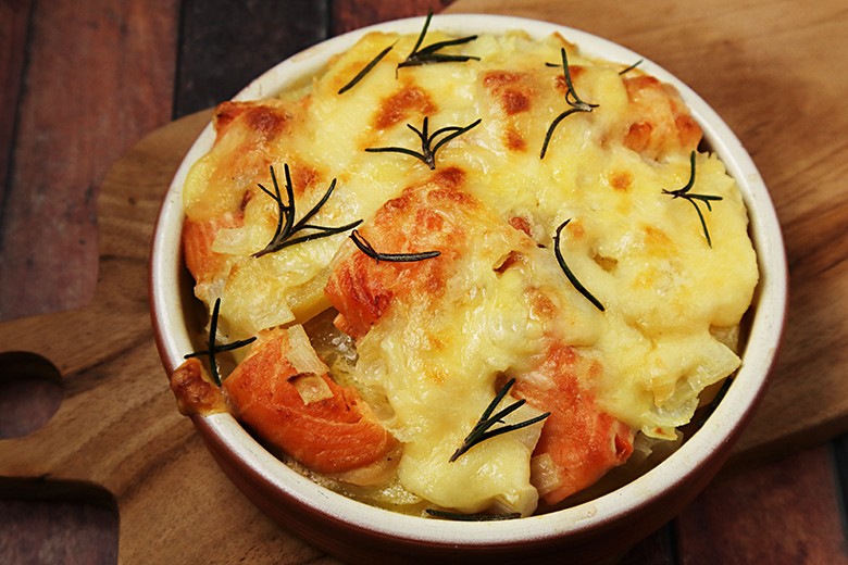 Kartoffel-Lachs-Gratin