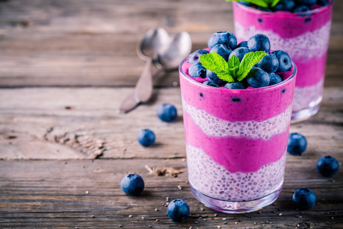 Chia-Pudding mit Blaubeeren