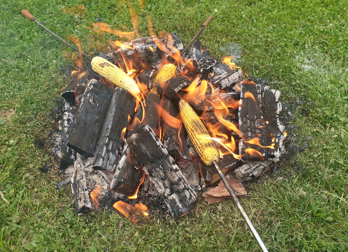 Lagerfeuer Maiskolben