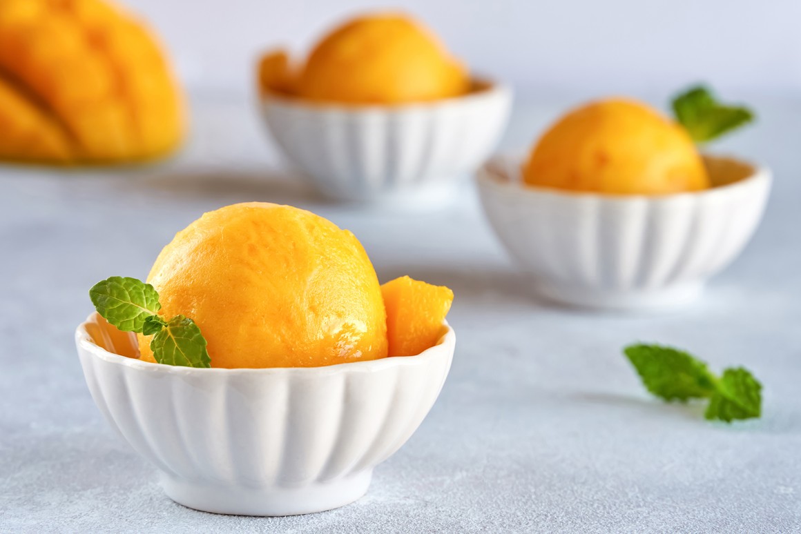 Zuckerfreies Mangosorbet