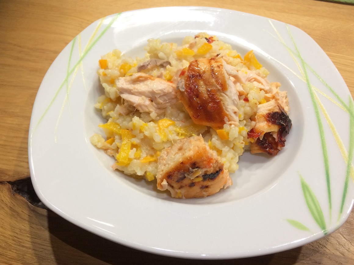 Kürbisrisotto mit Lachs