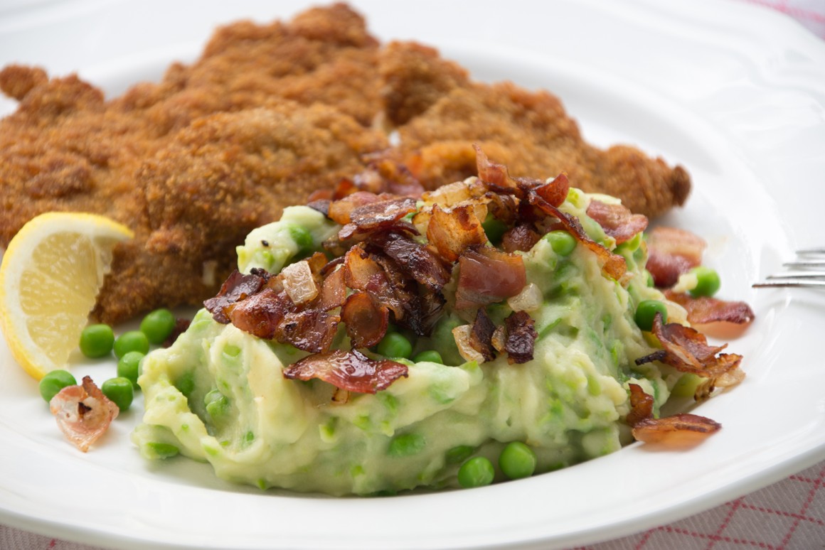 Kartoffelpüree mit Erbsen