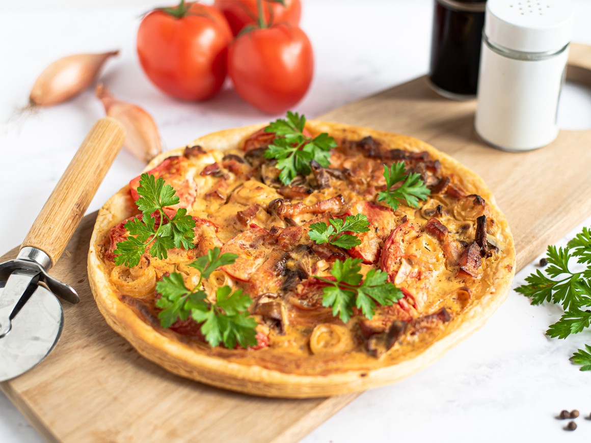 Flammkuchen mit Pfifferlingen